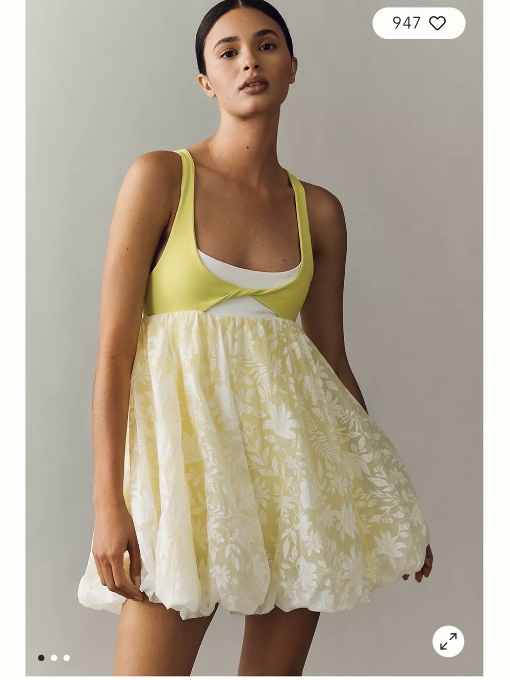 Anthropologie Daily Practice jungle Hike yellow Bubble Mini Dress